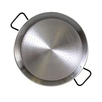 polished steel paella pan
