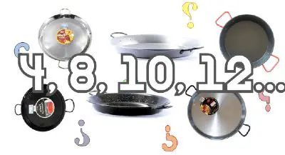 What size paella pan for 4 people? to serve 12? 8? or 10?